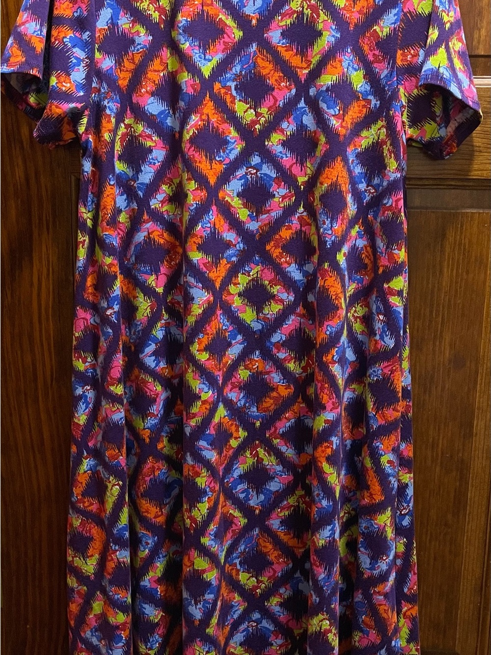 LuLaRoe Purple Multicolor Short-Sleeve Casual Dress